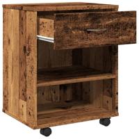 Rolkast 46x36x59 cm bewerkt hout oud houtkleurig - thumbnail