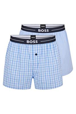 Hugo Boss Boxers wijd 2-pack streep-ruit blue
