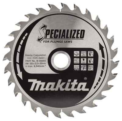 Makita Invalcirkelzaagblad voor Hout | Specialized | Ø 160mm Asgat 20mm 28T - B-09260