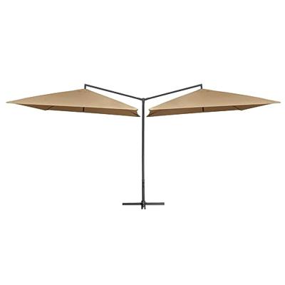 VidaXL Parasol dubbel met stalen paal 250x250 cm taupe