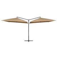VidaXL Parasol dubbel met stalen paal 250x250 cm taupe - thumbnail