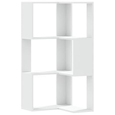 Boekenkast 3-laags hoek 50x50x102 cm bewerkt hout wit