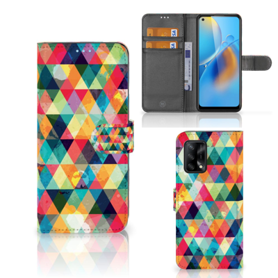 OPPO A74 4G | Telefoon Hoesje | Geruit | Portemonnee hoesje