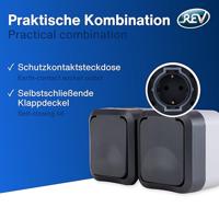REV 0004090400 Wandcontactdoos dubbel Compleet AquaStorm Lichtgrijs, Zwart 1 stuk(s) - thumbnail