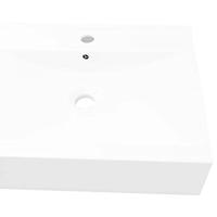 VidaXL Wastafel met kraangat rechthoekig 60x46 cm keramiek wit - thumbnail
