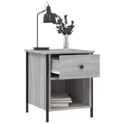 Nachtkastjes 2 st 40x42x50 cm bewerkt hout grijs sonoma eiken