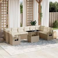 11-delige Tuinset met kussens poly rattan beige - thumbnail