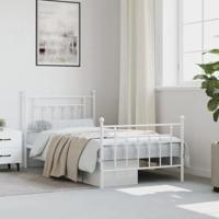 Bedframe met hoofd- en voeteneinde metaal wit 100x190 cm - thumbnail
