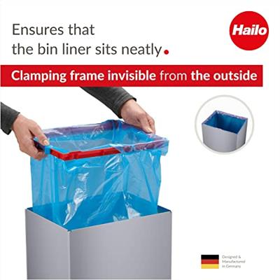 Hailo Big-Box Swing L 8401210 Afvalbak 35 l Plaatstaal (l x b x h) 340 x 339 x 545 mm Zilver, Zwart Met zelfsluitende zwenkdeksel 1 stuk(s)