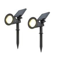 Set van 2 Bend PIR solar prikspots - Bewegingssensor en schemerschakelaar - 3000K warm wit - 2 lichtstanden - 300 lumen - 6-9 uur brandtijd - IP65 waterdicht - thumbnail