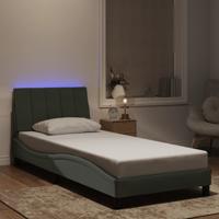 Bedframe met LED zonder matras "Hanko" fluweel lichtgrijs 90x200 cm - thumbnail