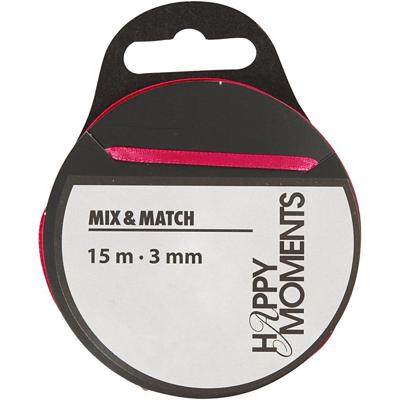 Creativ Company Satijnlint, b: 3 mm, roze, 15 m/ 1 rol