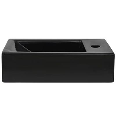 VidaXL Wastafel met kraangat rechthoekig 46x25,5x12 cm keramiek zwart