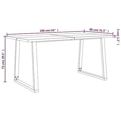 Eettafel met natuurlijke rand 160x80x75 cm massief acaciahout Eettafel met natuurlijke rand 160x80x75 cm massief acaciahout