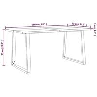 Eettafel met natuurlijke rand 160x80x75 cm massief acaciahout - thumbnail