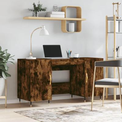 Bureau 140x50x75 cm bewerkt hout gerookt eikenkleurig