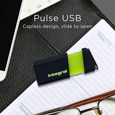 Integral Pulse USB 2.0 stick, 128 GB, zwart/geel Integral Pulse USB 2.0 stick, 128 GB, zwart/geel