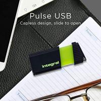 Integral Pulse USB 2.0 stick, 128 GB, zwart/geel - thumbnail
