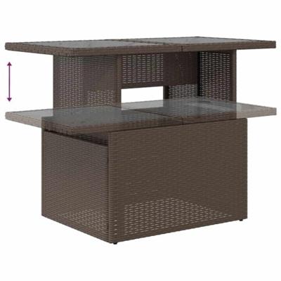 6-delige Loungeset met kussens poly rattan acacia bruin