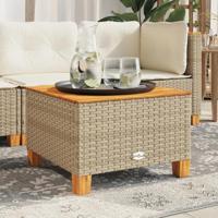 Tuintafel 55x55x36 cm poly rattan en acaciahout beige - thumbnail