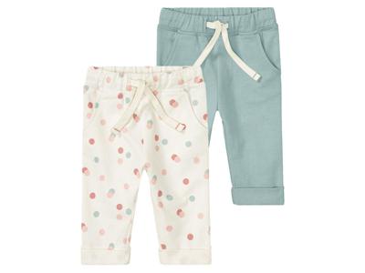 lupilu 2 baby joggingbroeken (Wit/mint, 62/68)