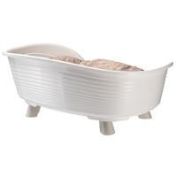 Ferplast Honden- en kattenbed met katoenen kussen, middelhoog hondenbed, gerecycled plastic, binnenbed voor honden en katten, ademend en antislip, THRONE 70,5 x 52 x h 28,5 cm, wit - thumbnail
