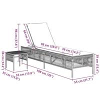 Ligbedden 2 st met tafel poly rattan zwart - thumbnail