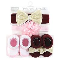 Hudson Baby Infant Girl Headband and Socks Set, Flower, 0-9 Months - thumbnail