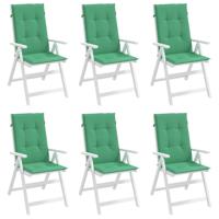VidaXL Tuinstoelkussens 6 st hoge rug 120x50x3 cm stof groen - thumbnail