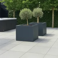 GLM plantenbak Casablanca met bodem grijs 60x60x60cm - thumbnail