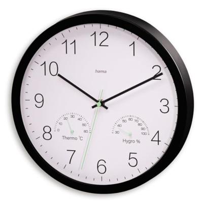Hama Wandklok Santorini Tikt Niet + Thermo-Hygrometer 30 cm Zwart/Wit Hama Wandklok Santorini Tikt Niet + Thermo-Hygrometer 30 cm Zwart/Wit