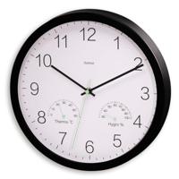 Hama Wandklok Santorini Tikt Niet + Thermo-Hygrometer 30 cm Zwart/Wit - thumbnail