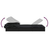 Ligbed met inklapbaar dak 213x63x97 cm poly rattan zwart - thumbnail