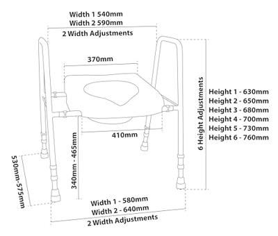 Toiletframe met zitting en Hygiëne uitsparing