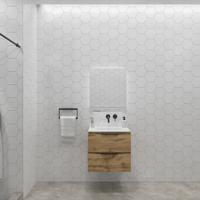 Badkamermeubelset Gliss Design Hera Mat Zwart 90cm 2 Laden Rustiek Eiken (Keuze Wastafel) - thumbnail