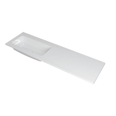 INK Faktor Wastafel Polystone Links Zonder Kraangat - 1600x450x15 mm - Glans Wit
