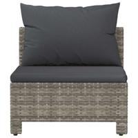 Tuinmiddenbank met kussens poly rattan grijs - thumbnail