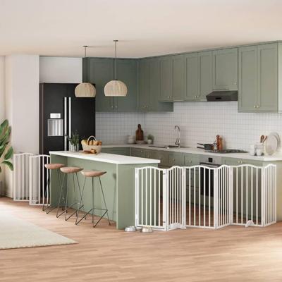 Hondenhek inklapbaar met deur 12 panelen 600cm populierhout wit