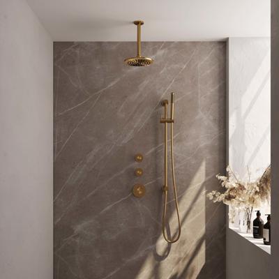 Gouden thermostatische regendouche set 17 met 20 cm douchekop