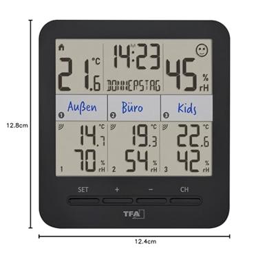 TFA Dostmann KLIMA@HOME 2 30.3075.01 Draadloze thermo- en hygrometer Zwart