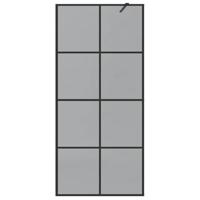 VidaXL Inloop douche wand zwart 90 x 195 cm gehard glas - thumbnail