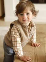 Mouwloos vestje baby in sherpa taupe - thumbnail