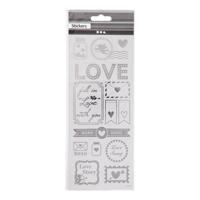 Creativ Company Stickers zilver love, 1 vel - thumbnail