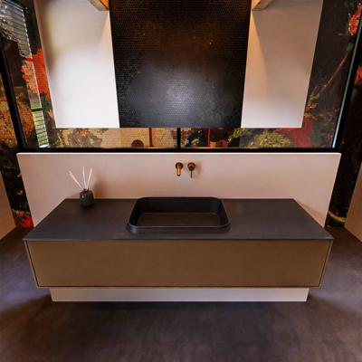 Badkamermeubelset Mondiaz Erin 150 cm met 1 Lade met RIDGE Wastafel Midden Urban Zonder Kraangaten Greeploos Mat Rust Badkamermeubelset Mondiaz Erin 150 cm met 1 Lade met RIDGE Wastafel Midden Urban Zonder Kraangaten Greeploos Mat Rust