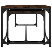 Salontafels 2 st bewerkt hout gerookt eikenkleurig - thumbnail