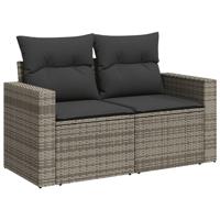 6-delige Loungeset met kussens poly rattan grijs - thumbnail