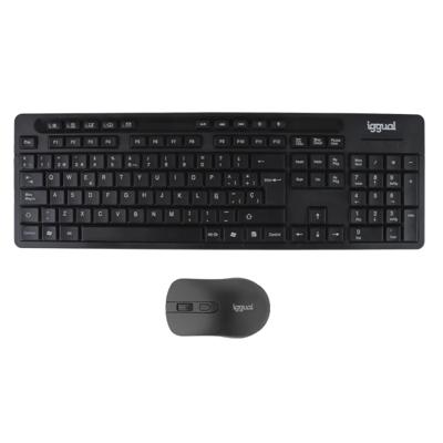 Toetsenbord en muis iggual IGG319277 Zwart Qwerty Spaans QWERTY - thumbnail