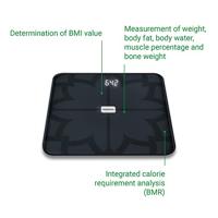 Medisana BS 450 sw Analyse-personenweegschaal Digitaal Weegbereik (max.): 180 kg Zwart Met Bluetooth, ITO-sensoren - thumbnail
