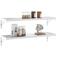 Plankdragers 4 st 30x2,5x15,5 cm roestvrijstaal zilverkleurig - thumbnail