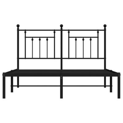 Bedframe met hoofdbord metaal zwart 140x190 cm